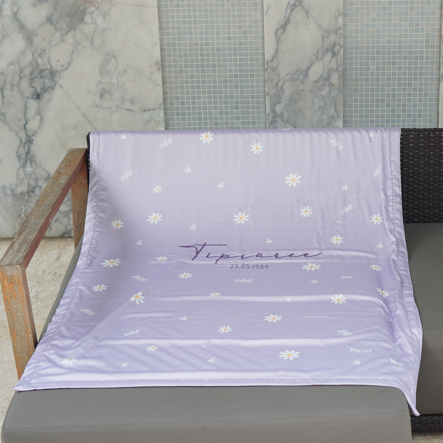 ผ้าห่ม ใส่ชื่อ ลาย Daisy - Lavender