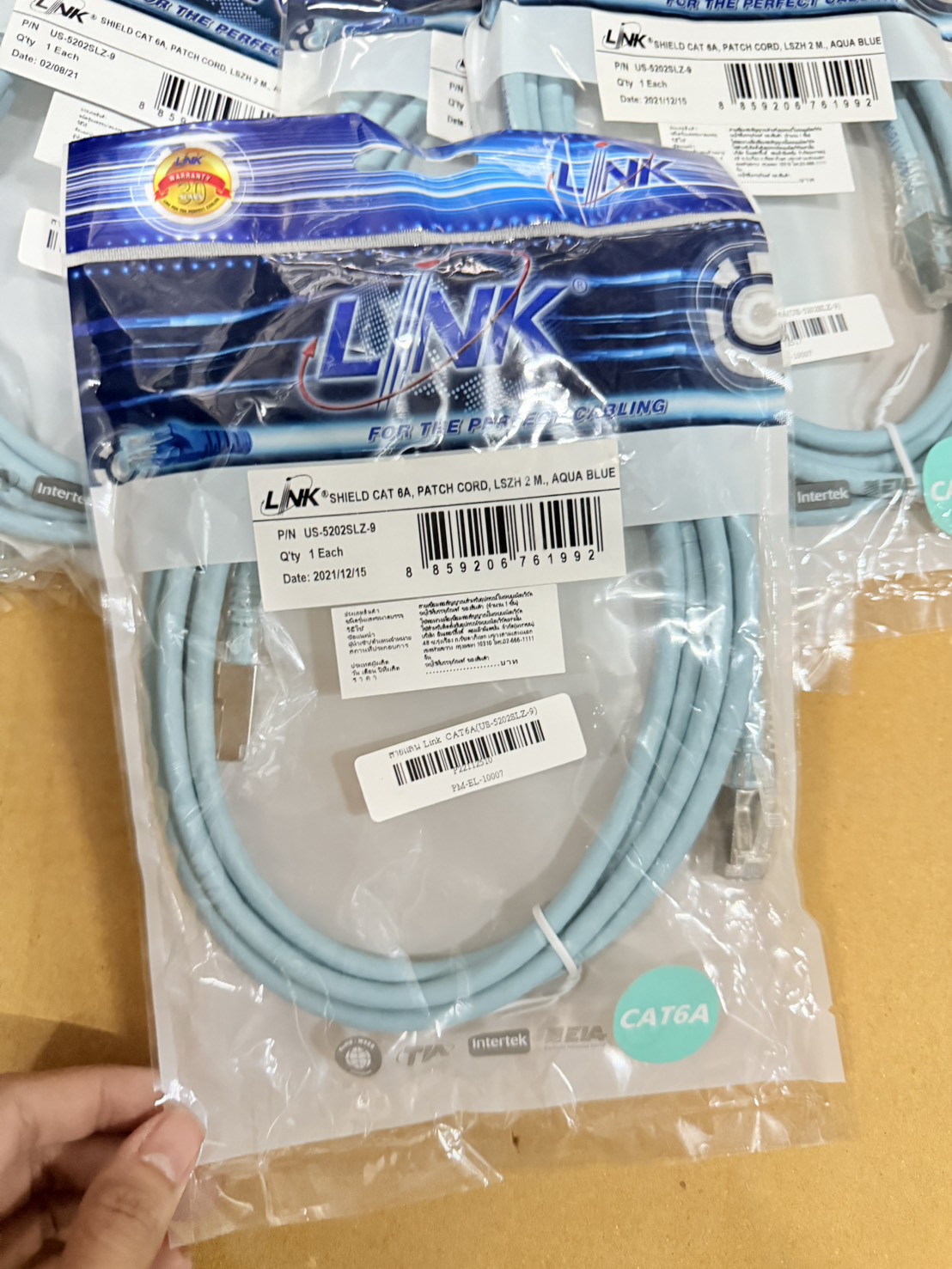 สายแลน Link CAT6A(US-5202SLZ-9) มี 50 เส้น ราคา 49 บาท