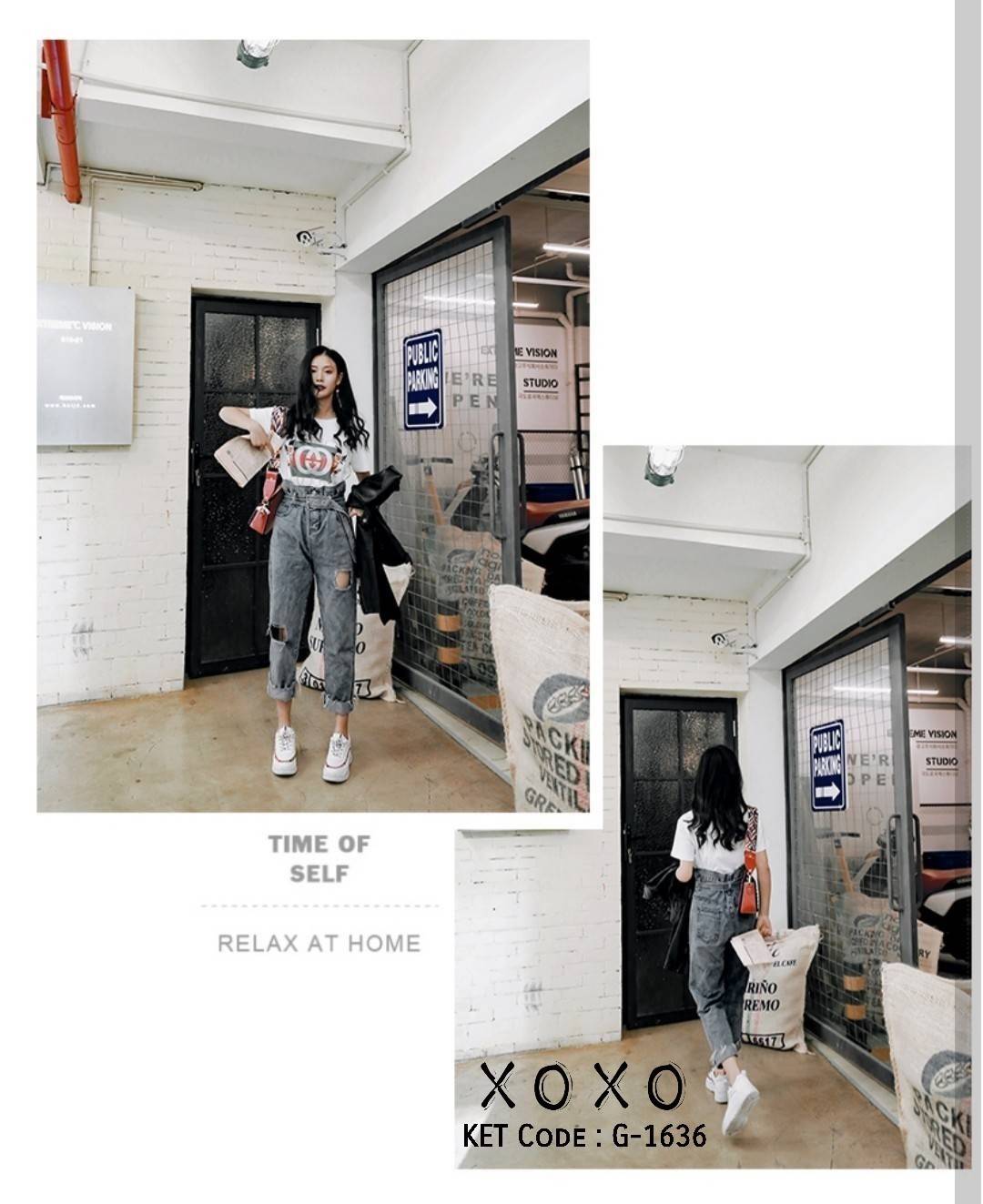 รองเท้าผ้าใบ Sport แต่งเชือกทูโทน (สีเงิน)