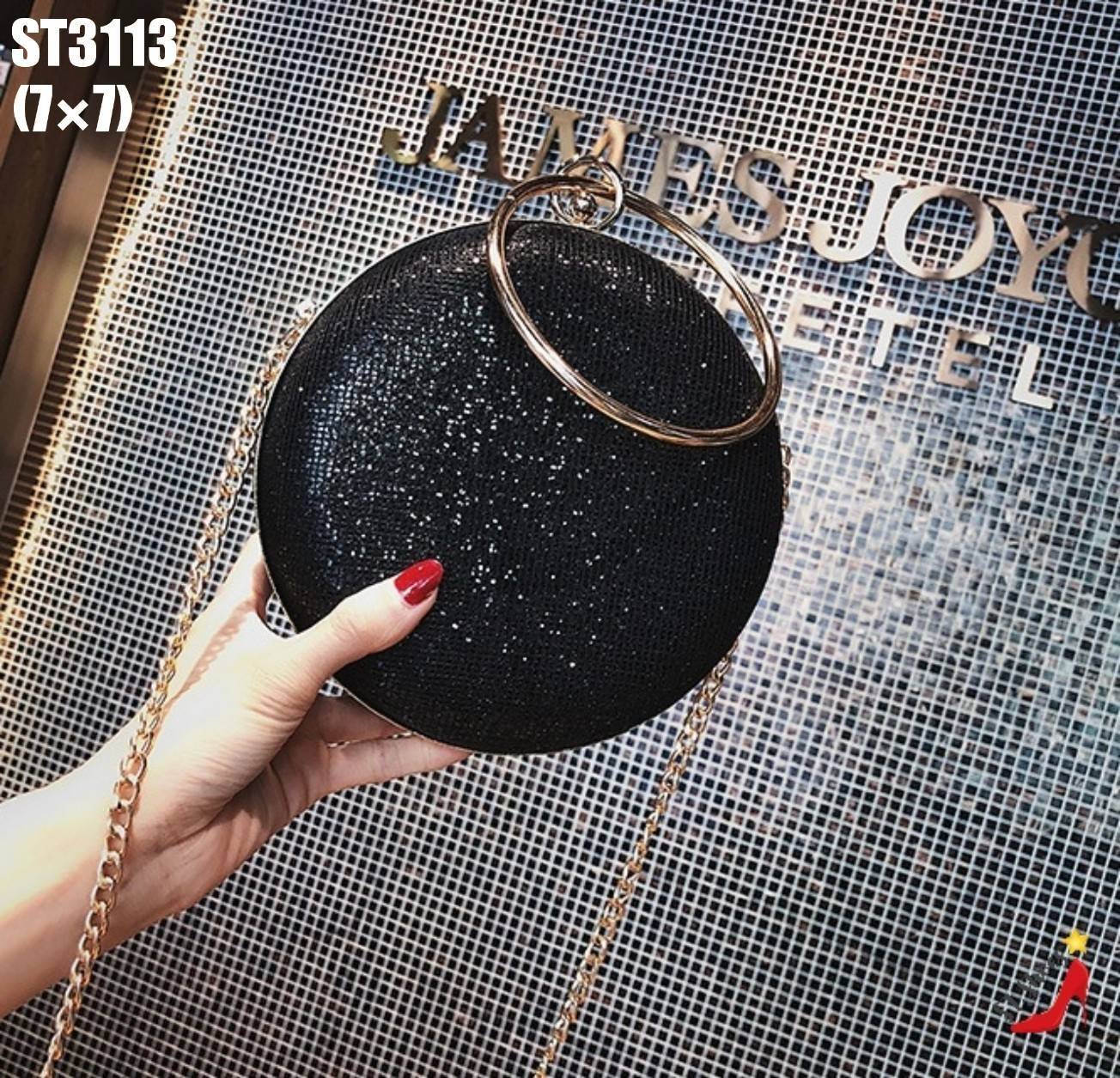 กระเป๋ากลิตเตอร์ทรงกลม (สีเทา)