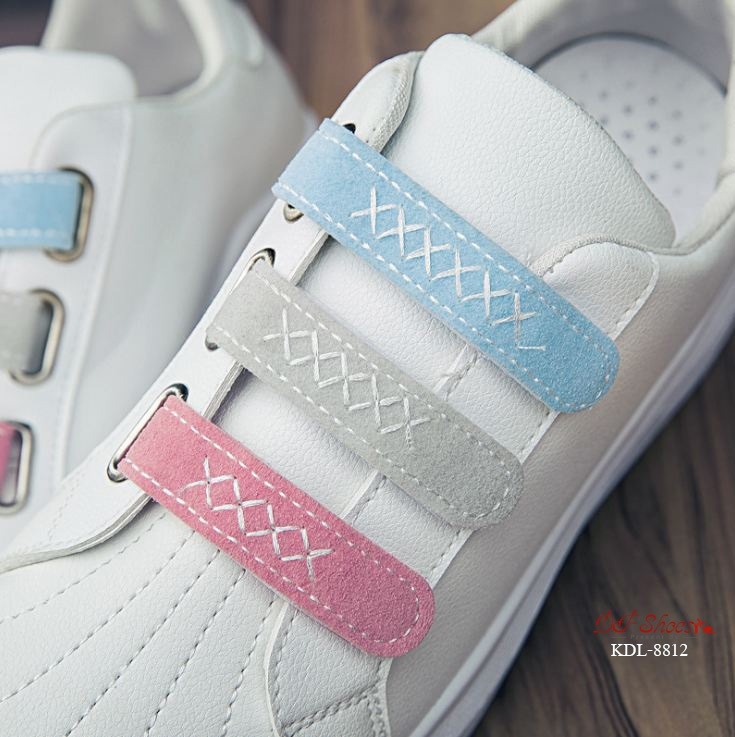 รองเท้าผ้าใบแฟชั่นแต่สายรัดเมจิกเทป