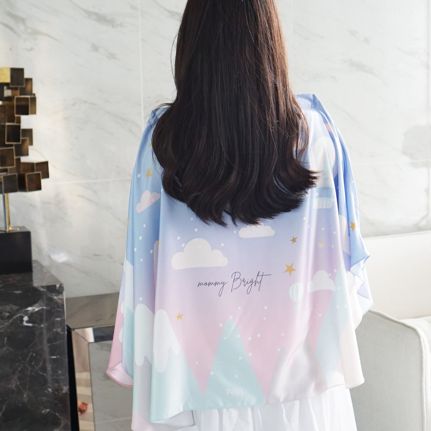 ผ้าคลุมให้นม สั่งทำใส่ชือ ลายภูเขา Mountain - Lavender