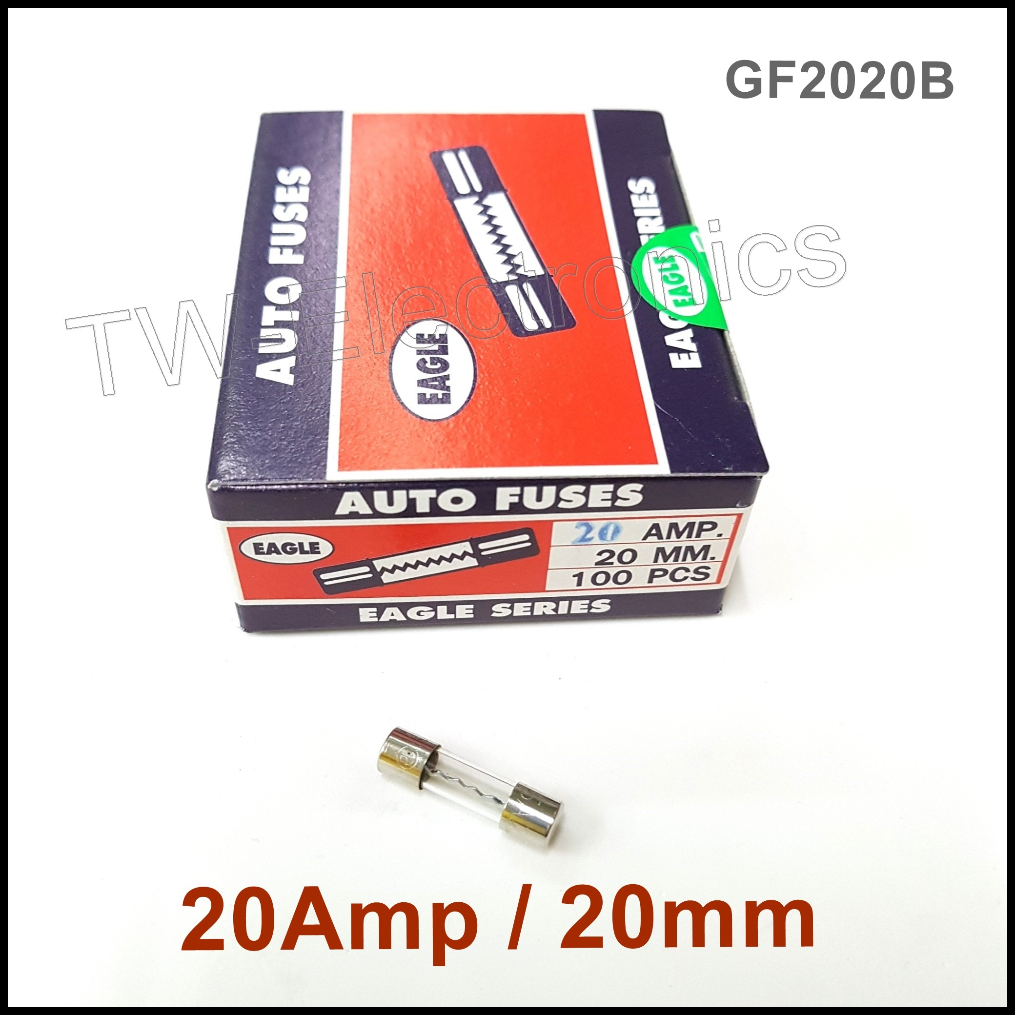 ฟิวส์แก้วสั้น 20Amp / 20mm (100หลอด)