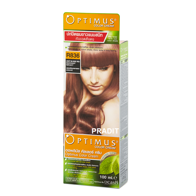 Optimus Color Cream ออพติมัส คัลเลอร์ ครีม เบอร์R836 สีบลอนด์อ่อนประกายแดงมะฮอกกานี 100 มล 235 กรัม