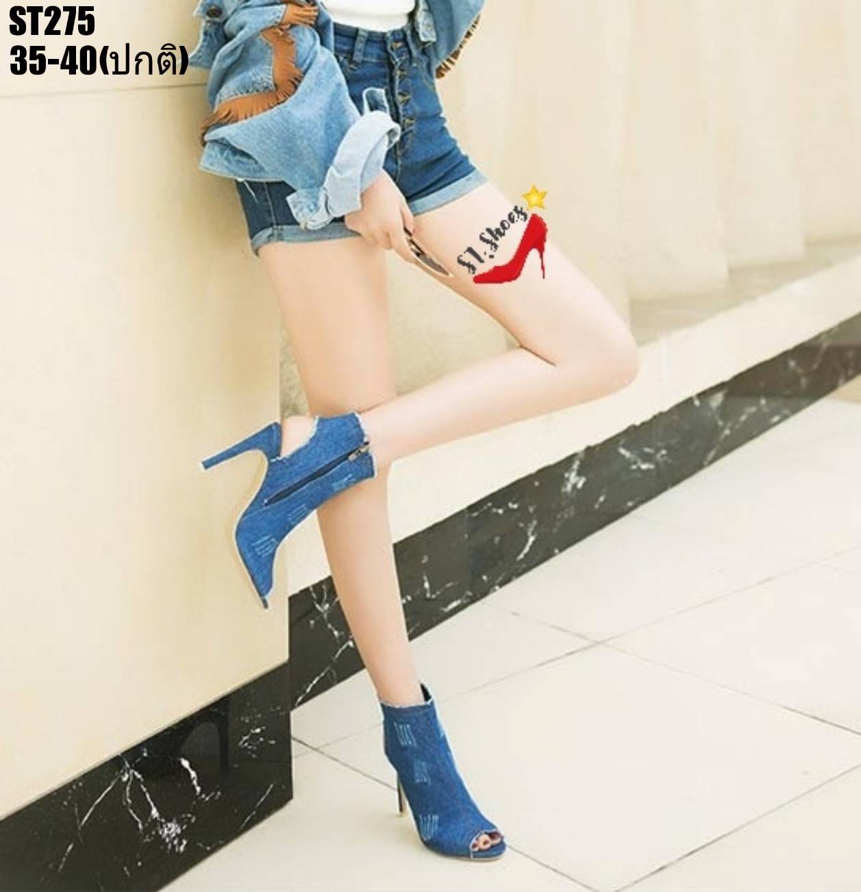 รองเท้าส้นสูงทรงบูทเปิดหน้าเท้า