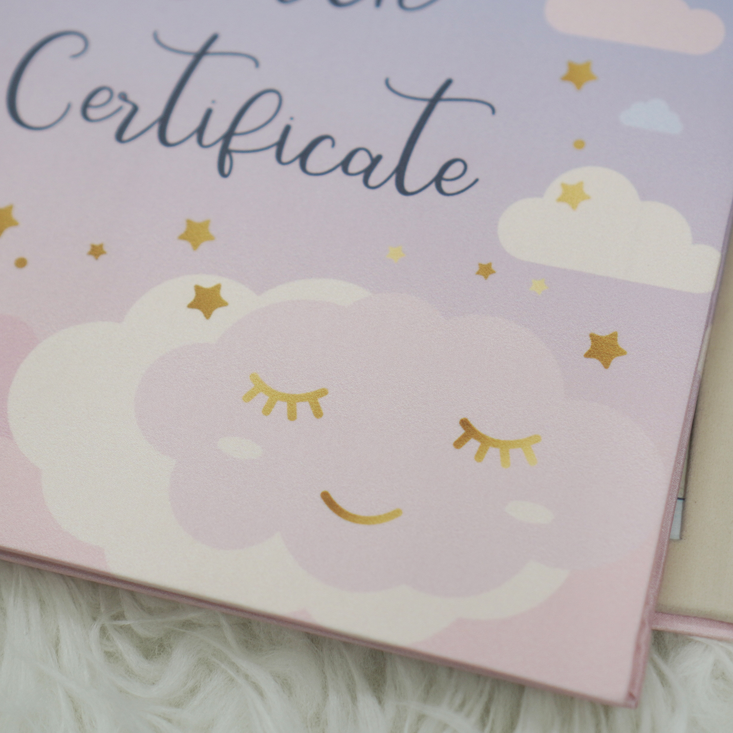 แฟ้มใส่สูติบัตร แบบพร้อมส่ง ลาย Moon - Blue Pink (ใส่สูติบัตร 2 ด้าน)