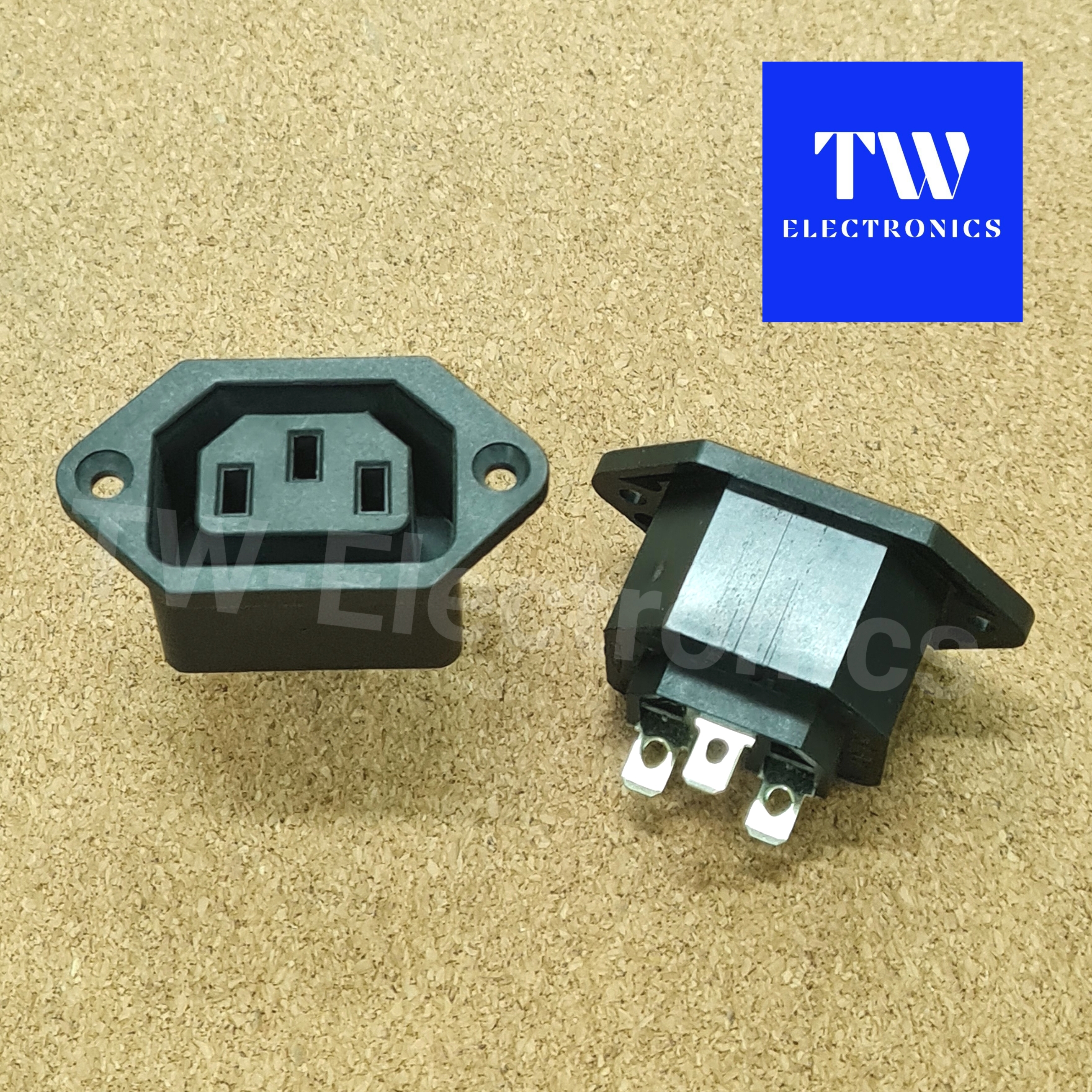 IEC320 C14 3pins ตัวเมีย ติดแท่น แบบยึดน็อต / AS-02-2