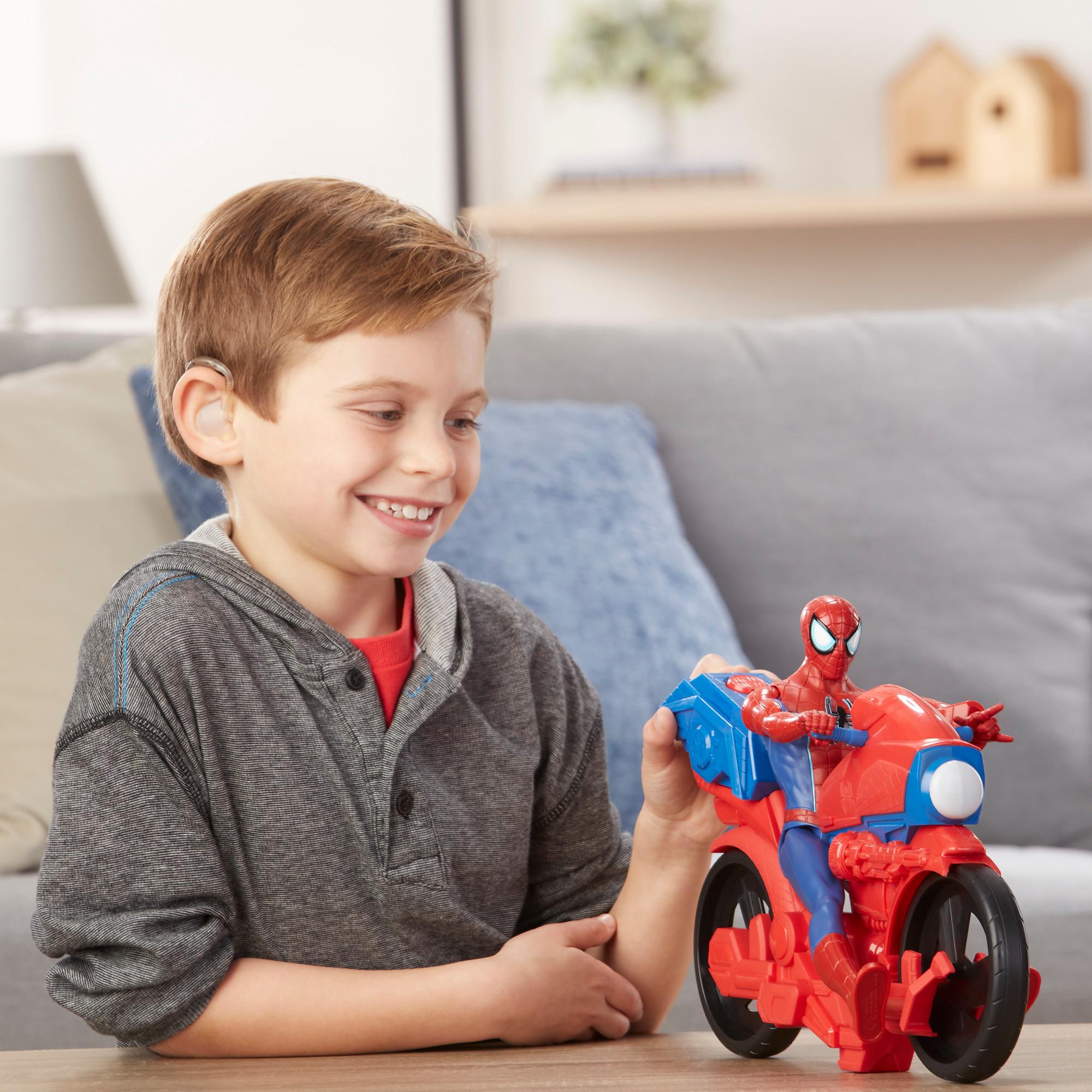 Hasbro Marvel Titan Hero Series Spider-Man Figure with Power FX Cycle Plays Sounds and Phrases ฮาสโบร มาร์เวล หุ่นโมเดลฟิกเกอร์ สไปเดอร์แมน ขนาด 12 นิ้ว มีเสียง พร้อมมอเตอร์ไซด์ ลิขสิทธิ์แท้