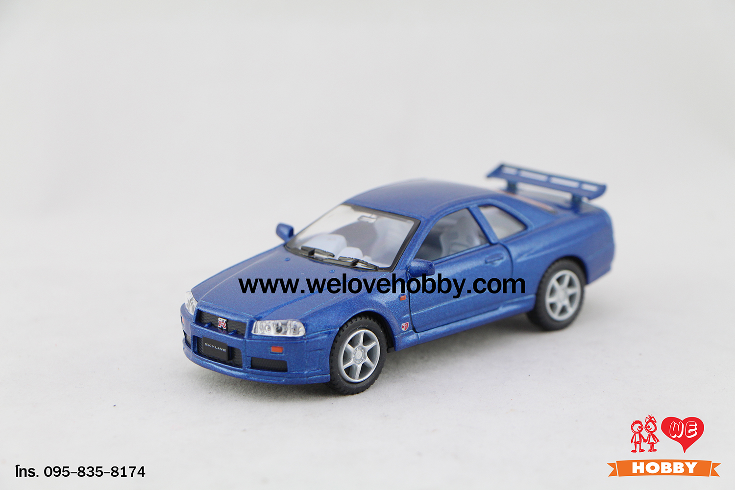 โมเดลรถซุปเปอร์ คาร์ Nissan Skyline GTR R34 สีน้ำเงิน Scale 1:36