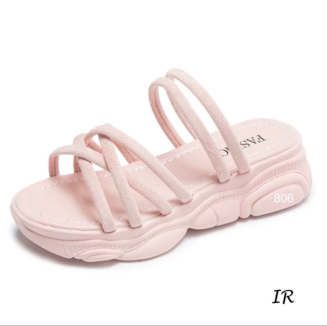 รองเท้าแตะส้นเตารีดพื้นอมยิ้ม (สีชมพู)