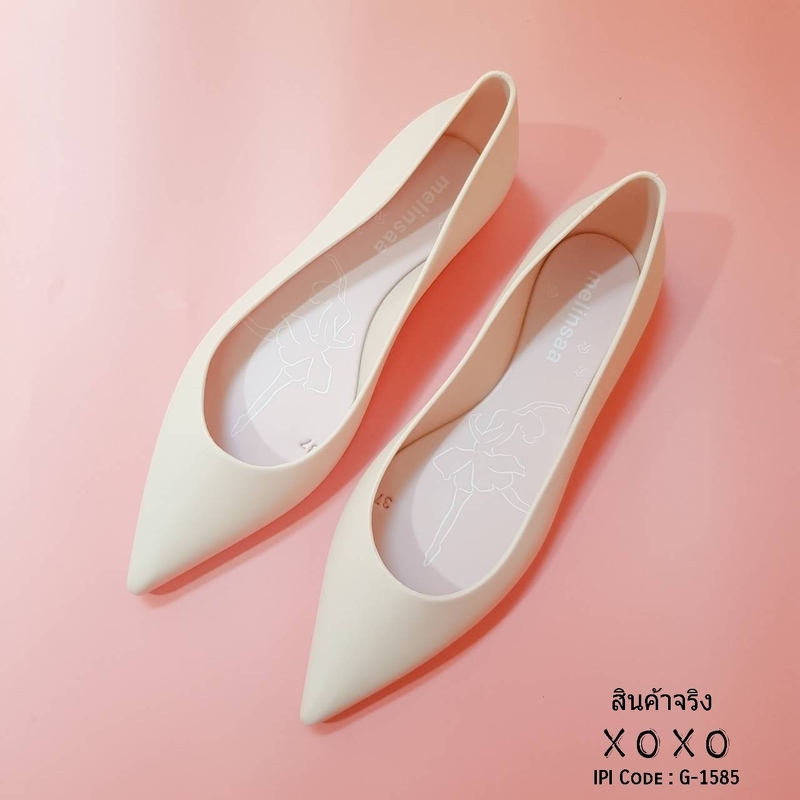 รองเท้าคัทชูpvcทรงหัวแหลม (สีดำ)