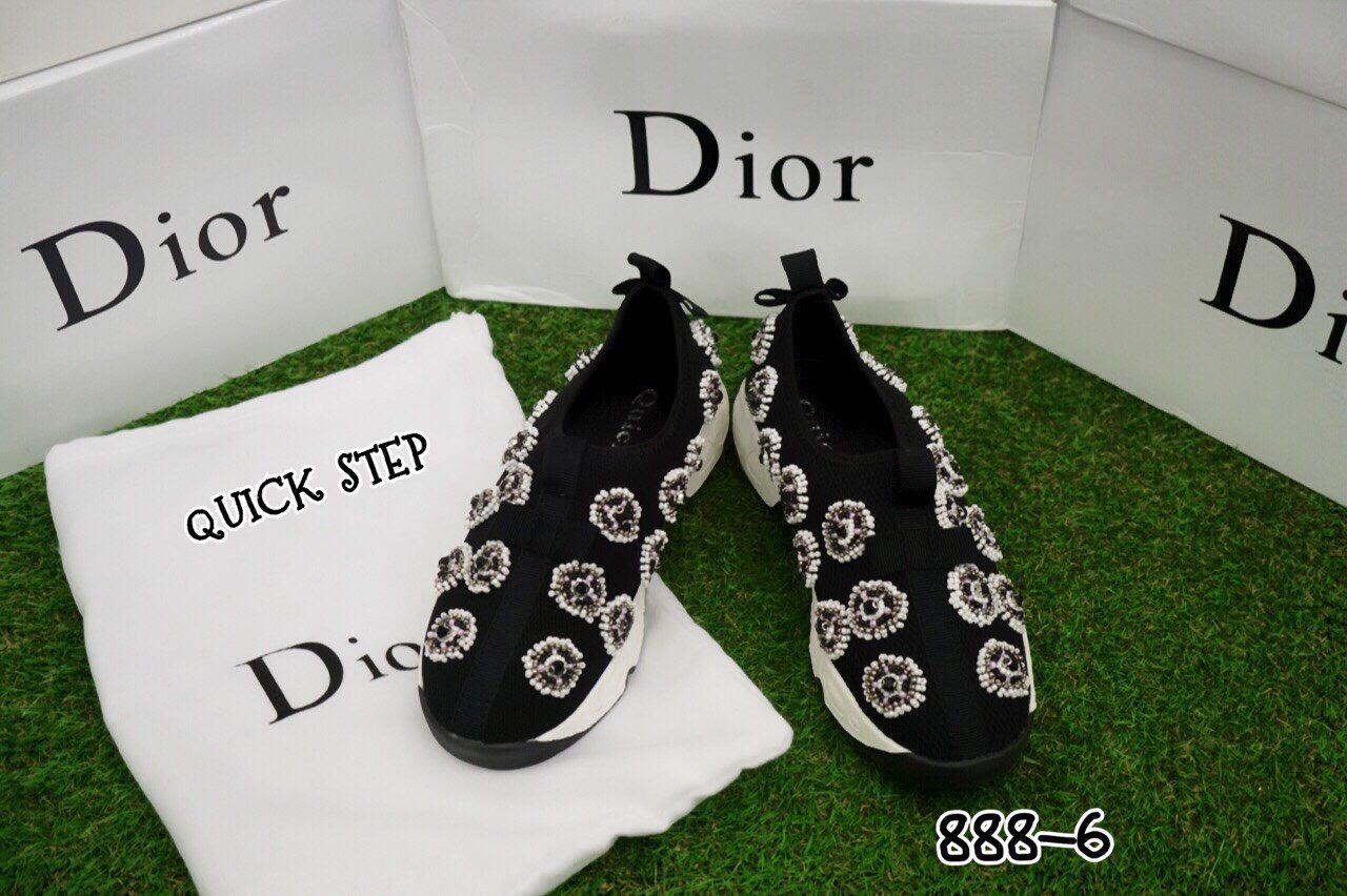 รองเท้า Dior Fusion Sneakers ลายปัด (สีดำ)