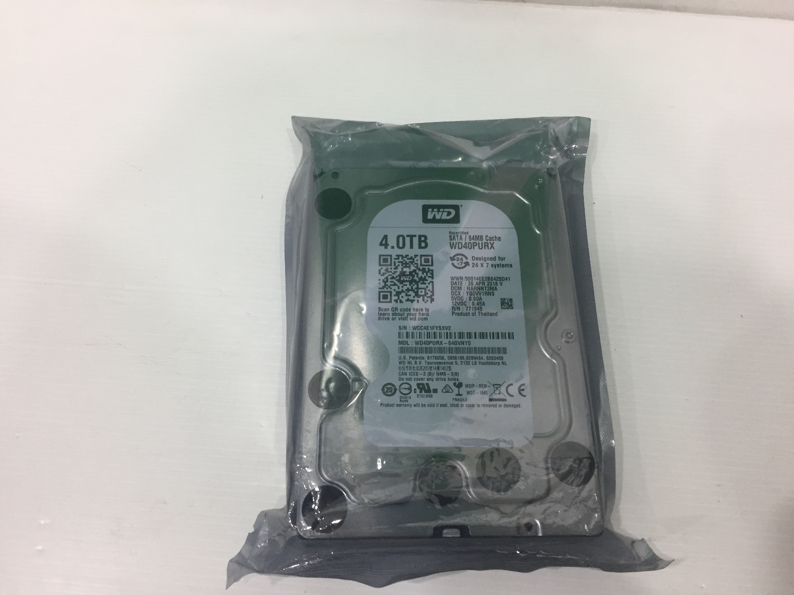 4TB. WD Purple WD40PURX ของใหม่เคลมมา