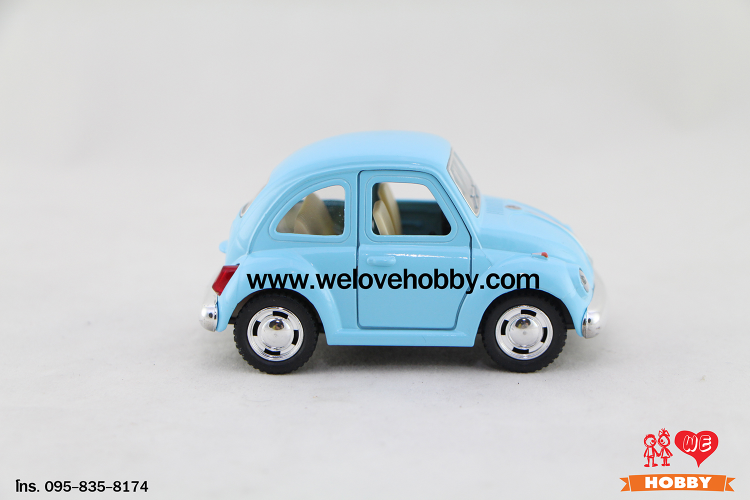 โมเดลรถคลาสสิค 1967 Volkswagen Classical Beetle ไซส์เล็ก สีฟ้า Pastel Scale : 4”