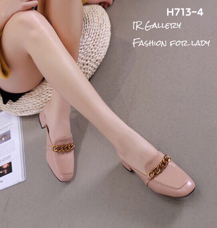 รองเท้าSlipperเสริมส้น Style Givenchy (สีชมพู)