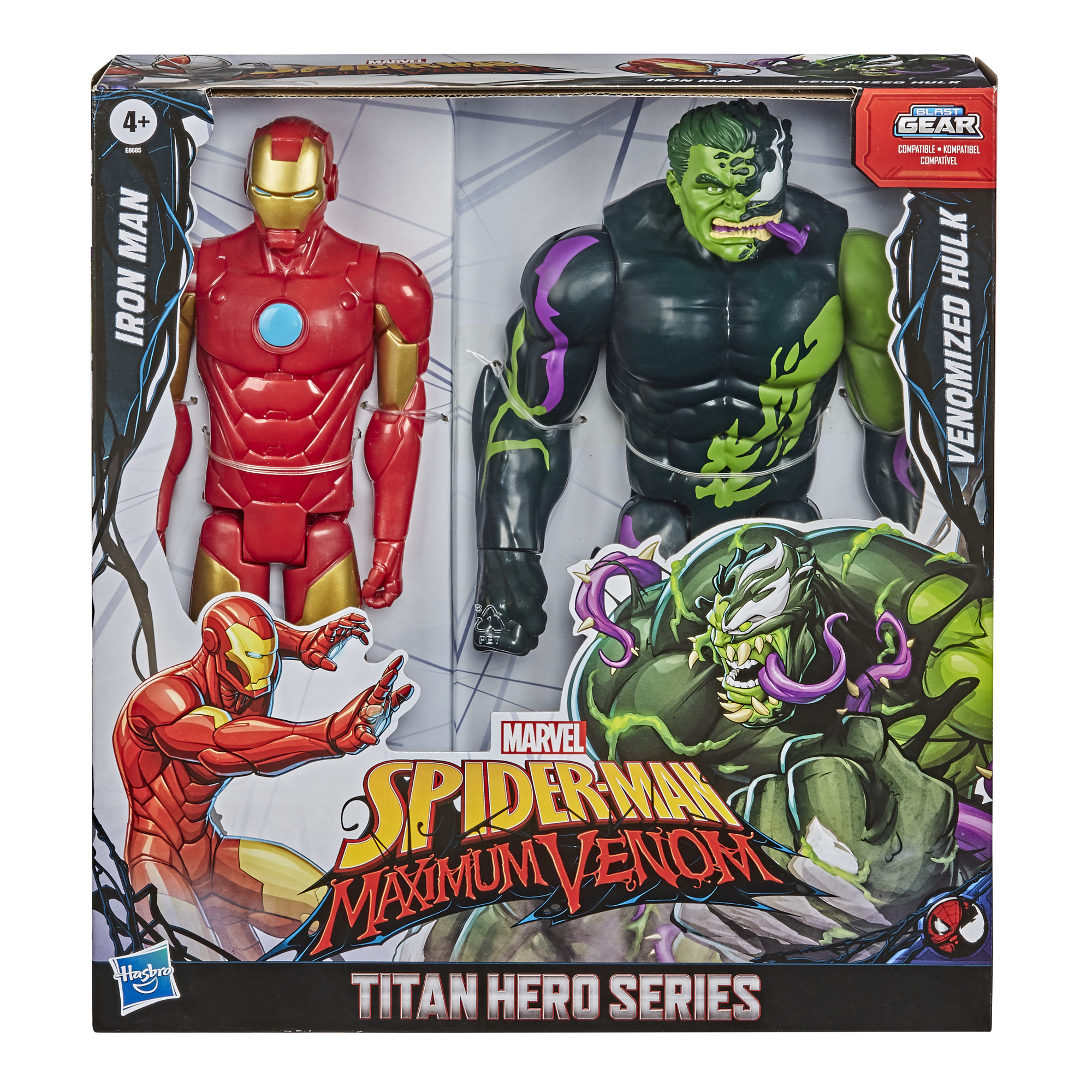 Hasbro Marvel Spider-Man Maximum Venom Titan Hero Iron Man and Venomized Hulk Figure ฮาสโบร มาร์เวล สไปเดอร์แมน แม็กซิมั่ม เวน่อม หุ่นโมเดลฟิกเกอร์ ไอรอนแมน และ เวน่อมไมซ์ ฮัลค์ ขนาด 12 นิ้ว ลิขสิทธิ์แท้