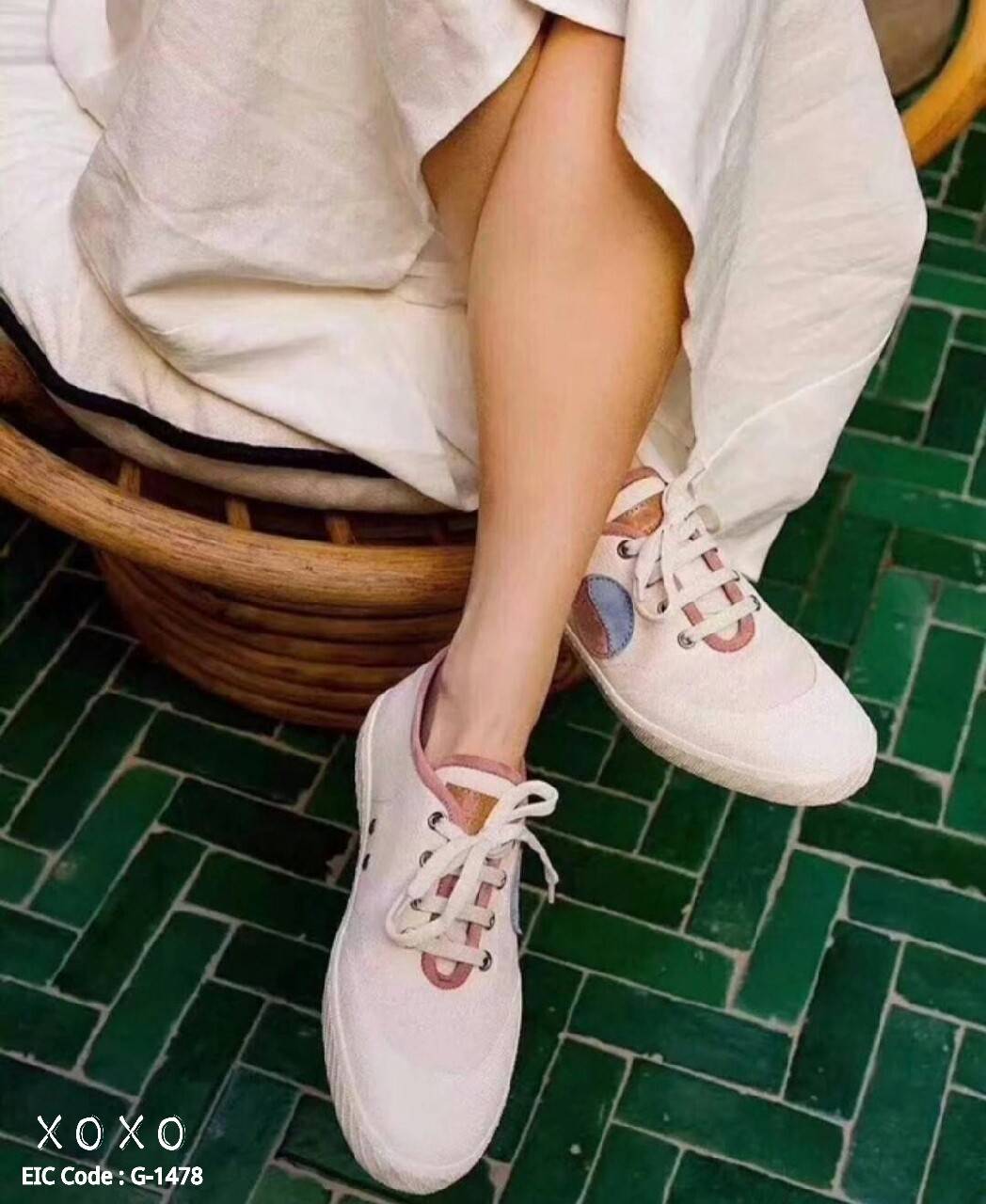 รองเท้าผ้าใบแฟชั่น Style Bally (สีขาว)