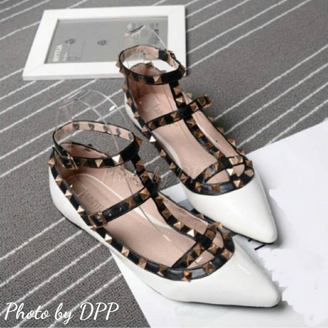 รองเท้า Valentino Rockstud Flats 2016 (สีดำ)