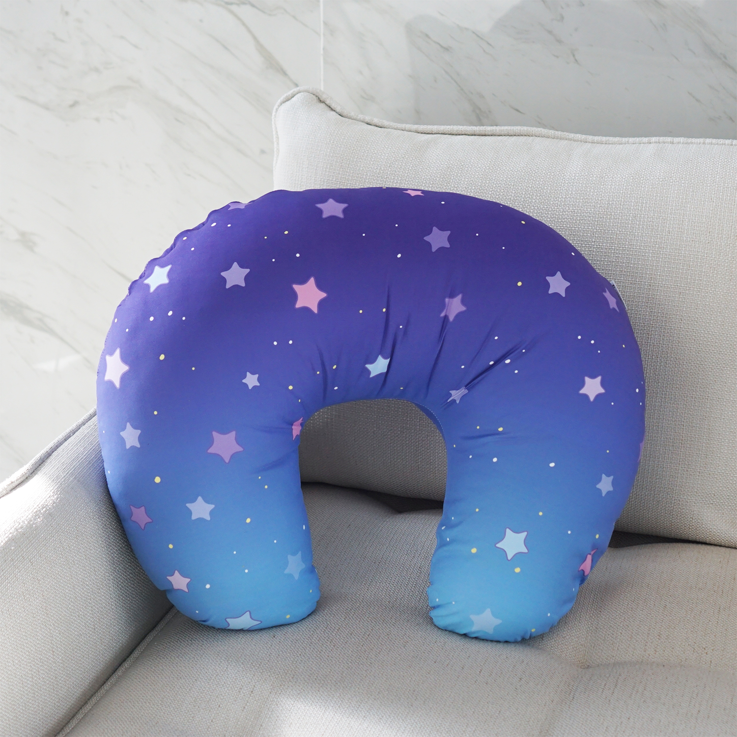 ชุดของขวัญเด็กแรกเกิด NP2 ผ้าคลุมให้นม + หมอนรองให้นม ลาย Little Star - Navy Blue