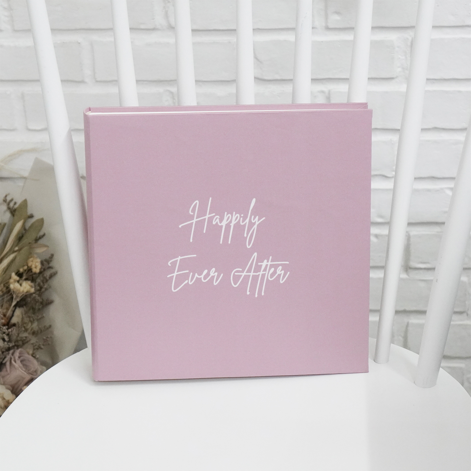 สมุดเซ็น สมุดอวยพร แบบพร้อมส่ง ขนาด 60 หน้า ลาย Minimal - Pink พร้อมข้อความ Happily Ever After