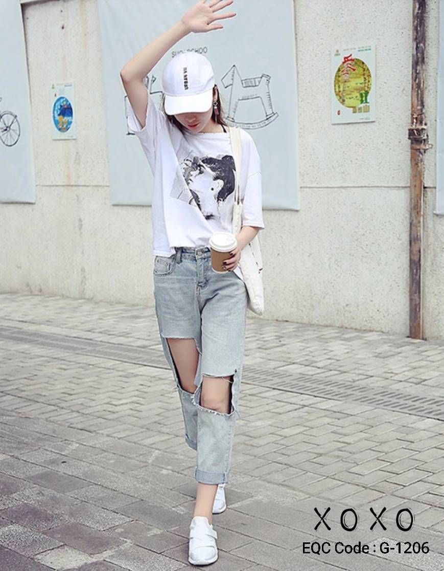 รองเท้าผ้าใบสวมทรงSportแต่งเมจิกเทป (สีขาว)