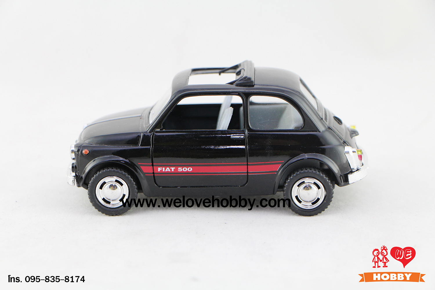 โมเดลรถเฟียต Fiat 500 สีดำ Scale 1:24