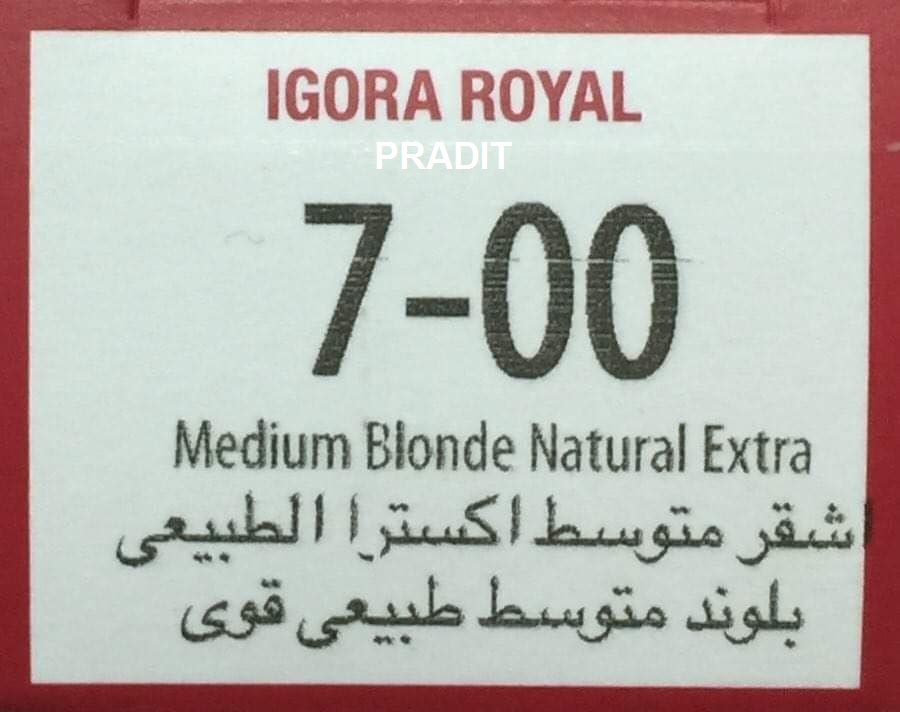 Schwarzkopf Igora Royal ครีมย้อมผม อีโกร่า รอยัล เบอร์7-00 สีบลอนด์กลางธรรมชาติ (60ml) 80 กรัม