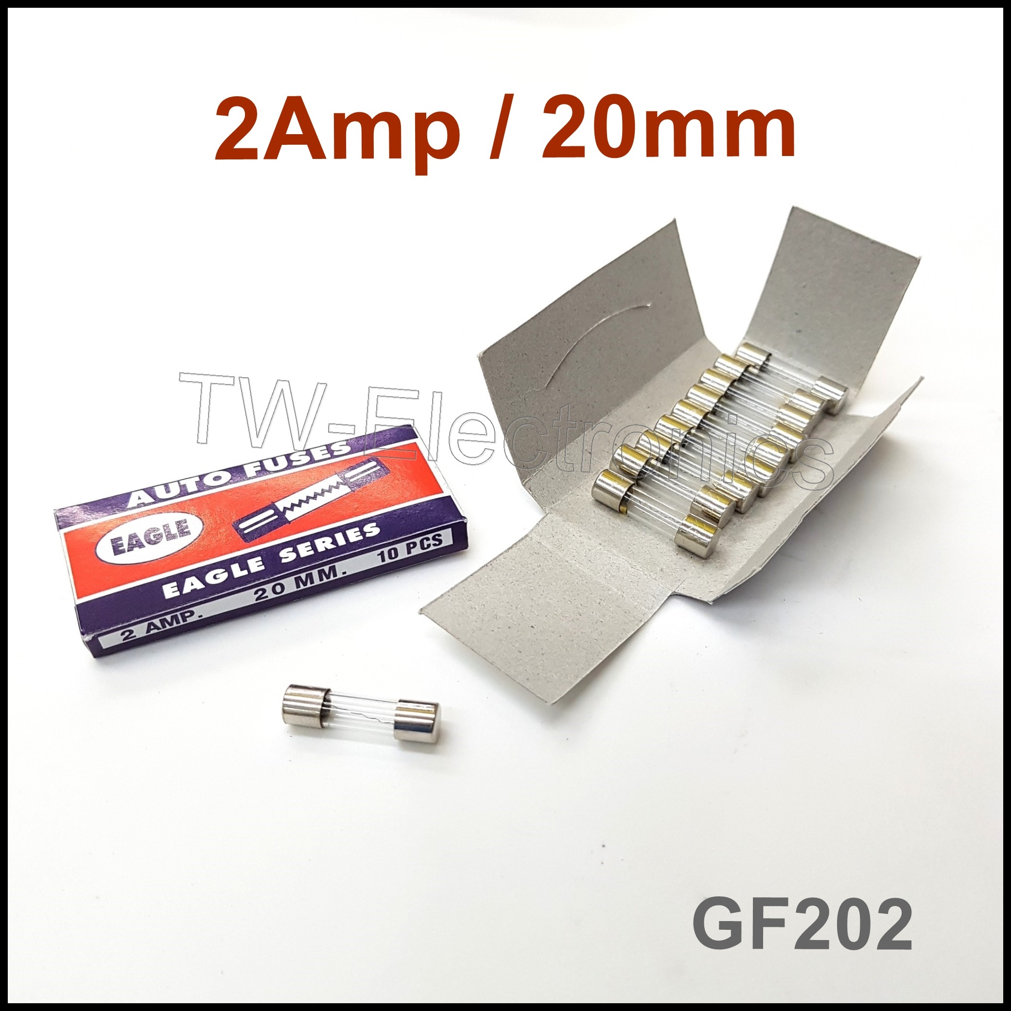 ฟิวส์แก้วสั้น 2Amp / 20mm (10หลอด)