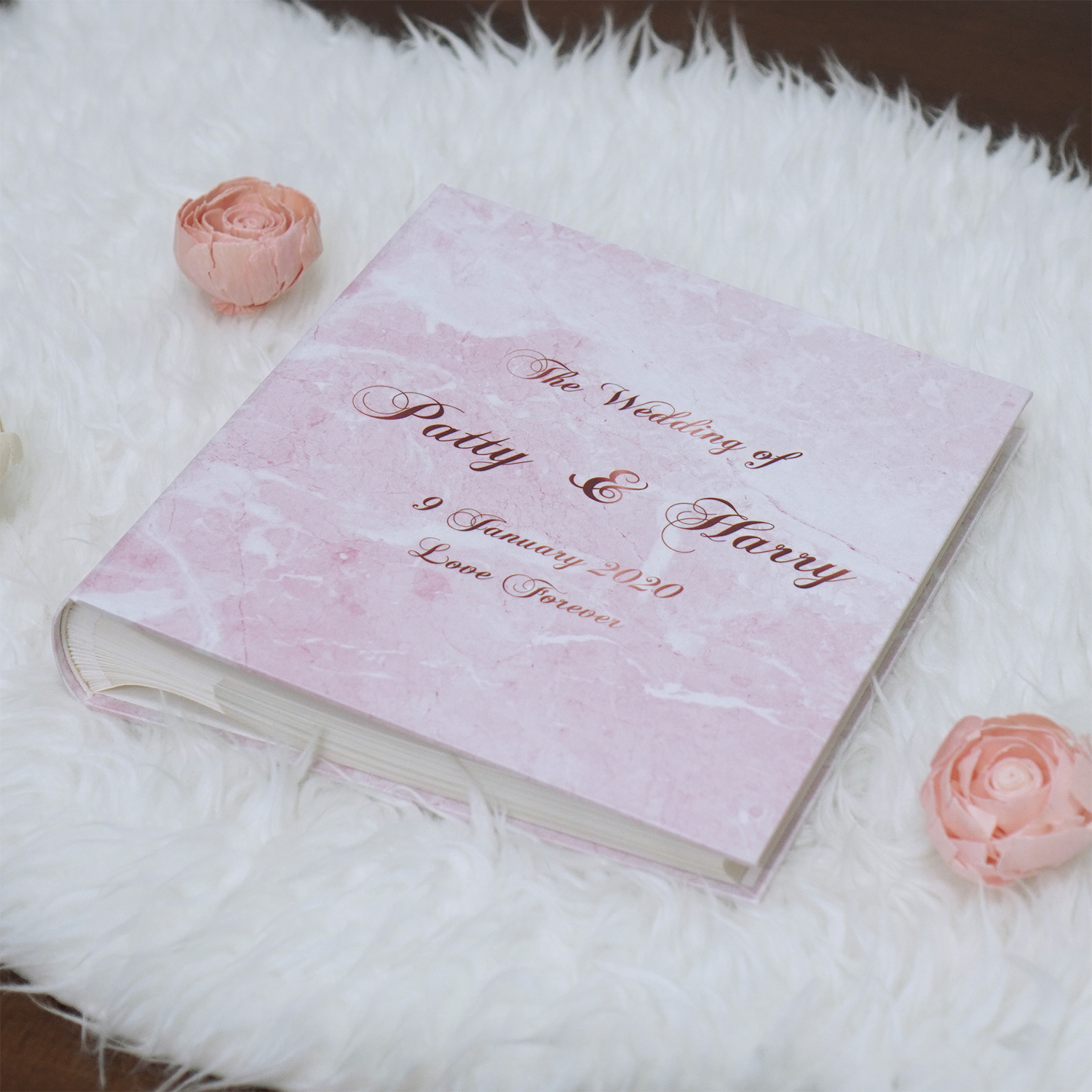 อัลบั้มสั่งทำใส่ชื่อ ลายหินอ่อนสีชมพู - Pink Marble - Copper