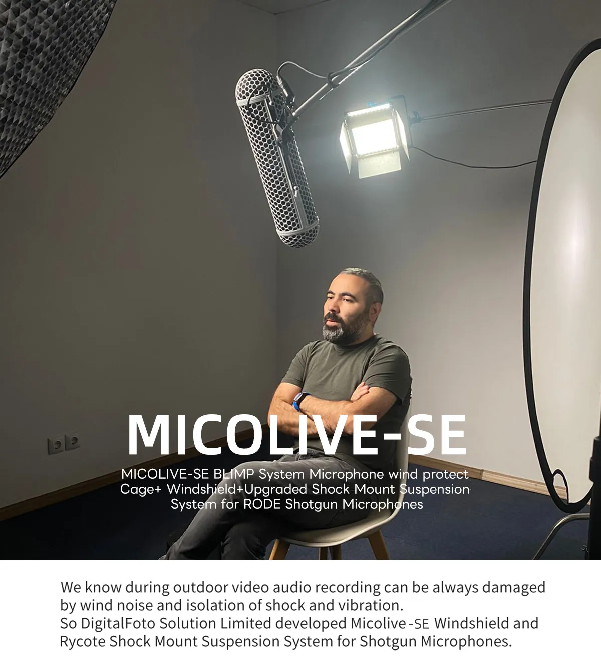 MICOLIVE-SE BLIMP System Microphone wind protect Cage+ Windshield+Upgraded Shock Mount Suspension System for RODE Shotgun Microphones