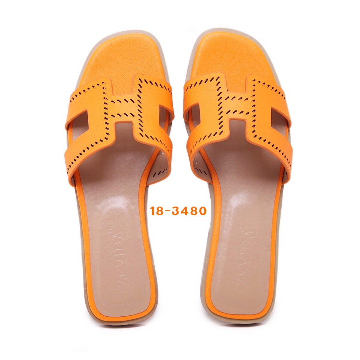 รองเท้าแตะ Style Hermes ฉลุลาย (สีน้ำตาล)