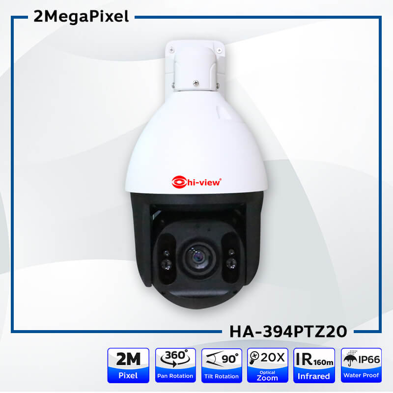 ขายถูก Hi-view HA-394PTZ20 (Hiview Speed Dome Lans Focal 4.9 – 97 mm. Camera 2 MP 4 in 1) กล้องวงจรปิดไฮวิว 2 ล้านพิกเซล ใช้งานภายนอกและภายใน หมุนได้ 360 องศา ก้ม/เงย 90 องศา ซูมแบบ Optical ได้ 20 เท่า ประกันศูนย์