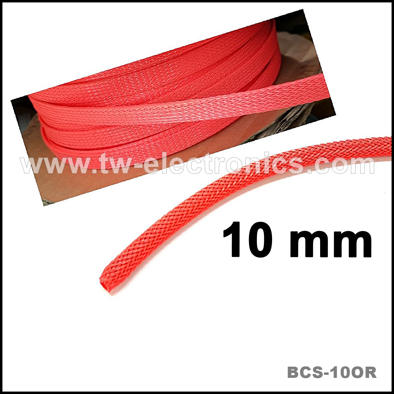 สายถัก 10 mm (สีส้ม) / BCS-10OR