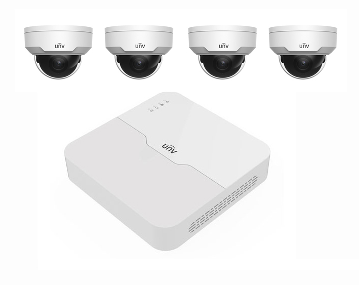 ขายถูก ชุดกล้องมาตรฐาน 3ล้าน KIT-UNV-3MP4,กล้อง 4 ตัว IPC323LR3-VSPF40-F, เครื่องบันทึก 1 ตัว NVR301-04LS3-P4