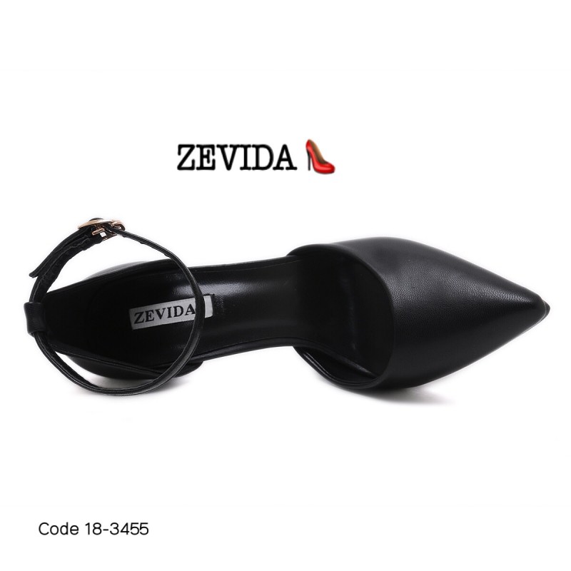 รองเท้าคัทชูส้นสูงแต่งสายรัดข้อ (สีครีม)