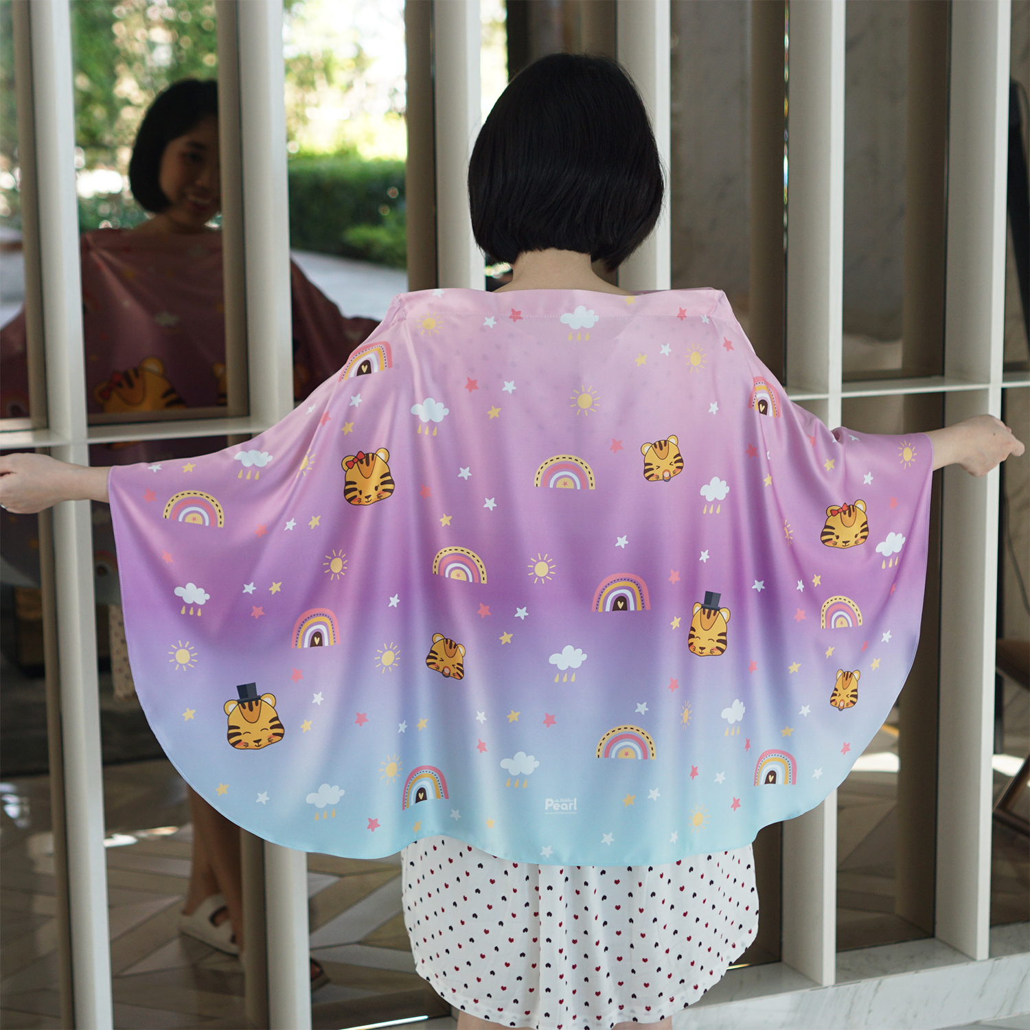 ผ้าคลุมให้นม สั่งทำใส่ชือ ลาย Tiger - Purple Blue