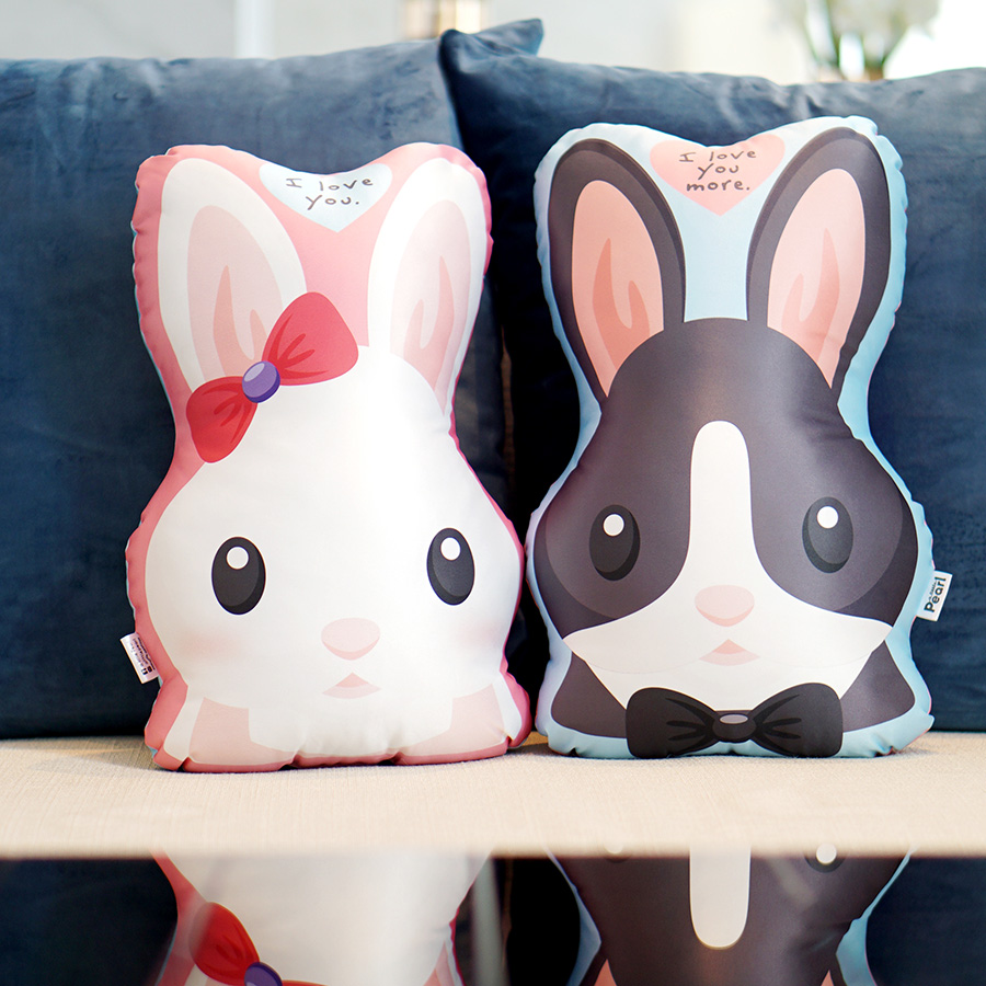 หมอนของขวัญ แบบพร้อมส่ง ลายกระต่าย 2in1 Couple Rabbit Pillow