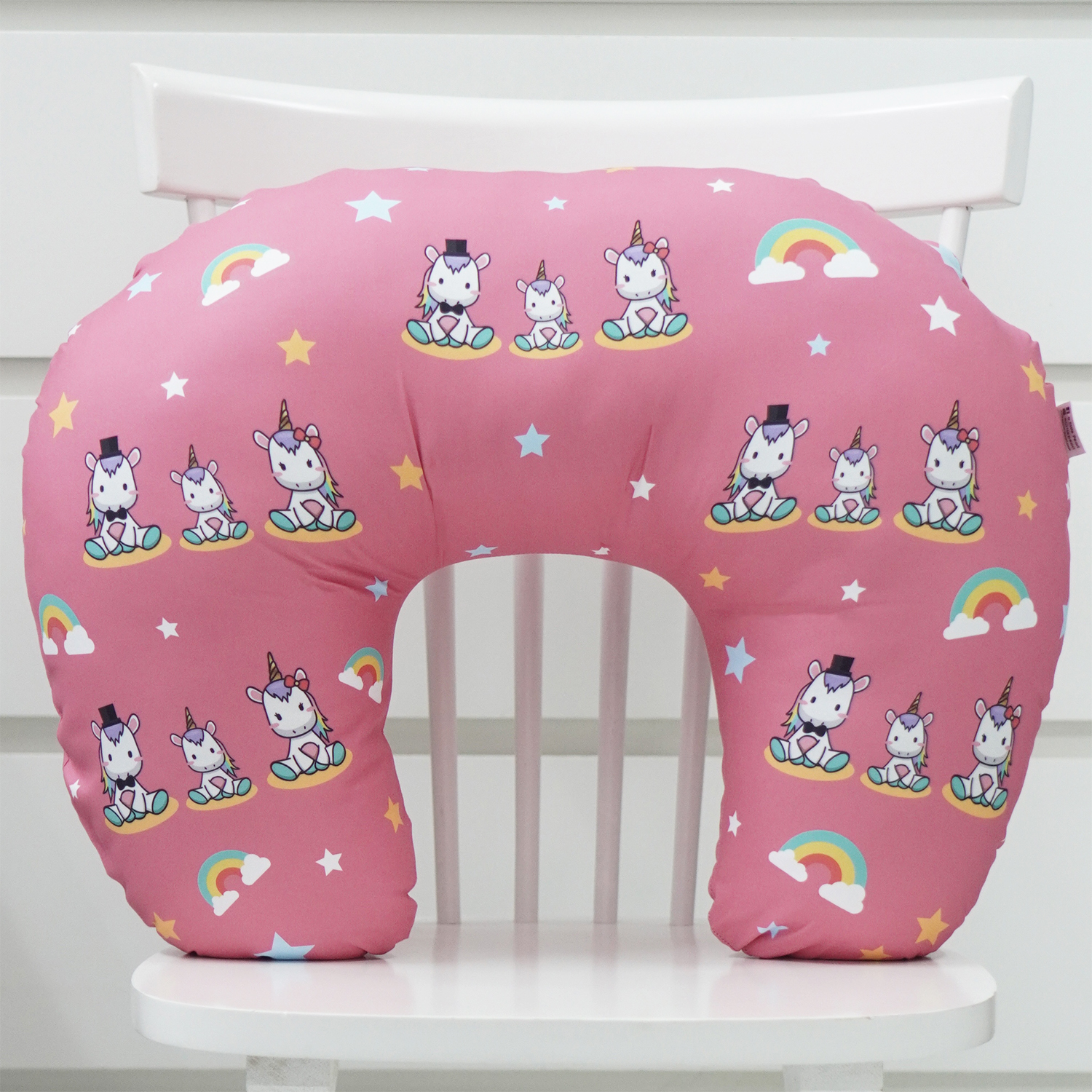 หมอนรองให้นม สั่งทำใส่ชื่อ ลาย Unicorn - Pink