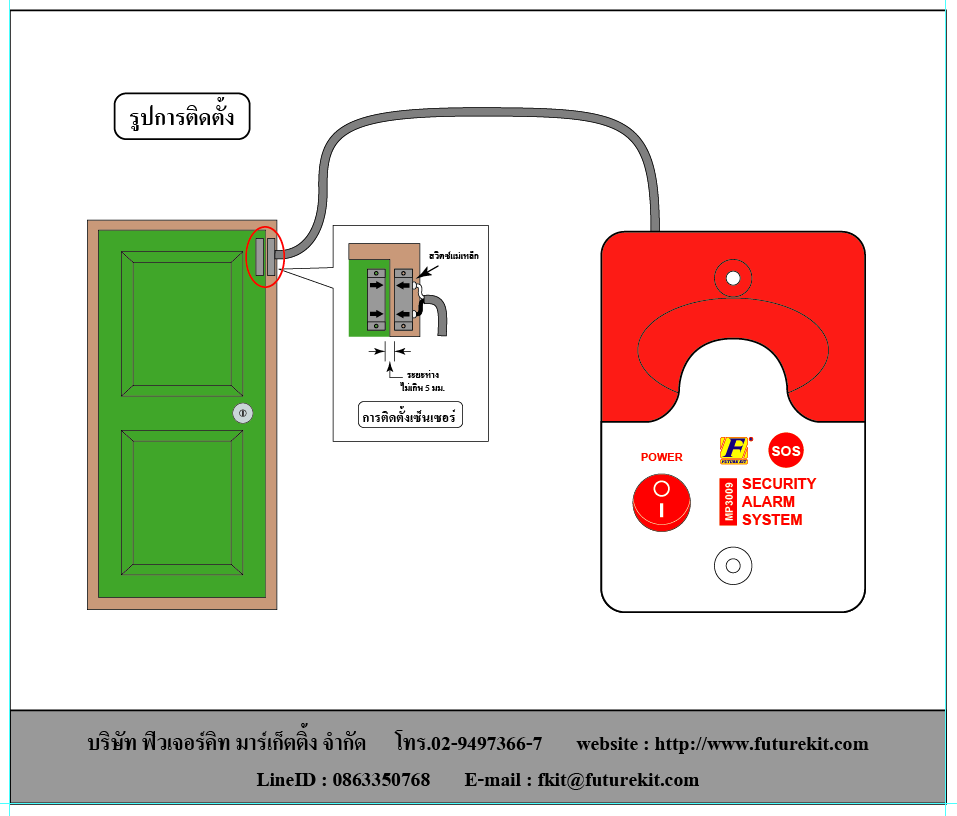 DIY PROJECT MP3009 เซ็นเซอร์เตือนภัยทางเข้า