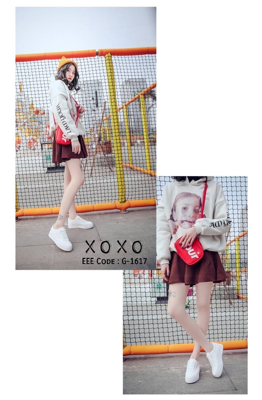 รองเท้าผ้าใบปักลายใบ้ไม้พาสเทล (สีน้ำตาล)