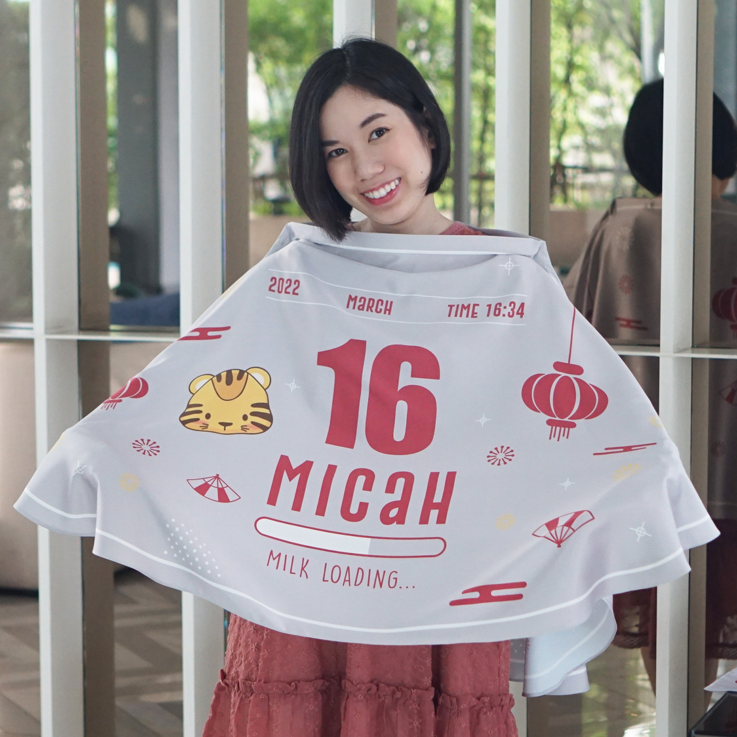 ชุดของขวัญเด็กแรกเกิด ผ้าคลุมให้นม + ผ้าห่มขนาด 75x100cm ลาย Chinese Calendar