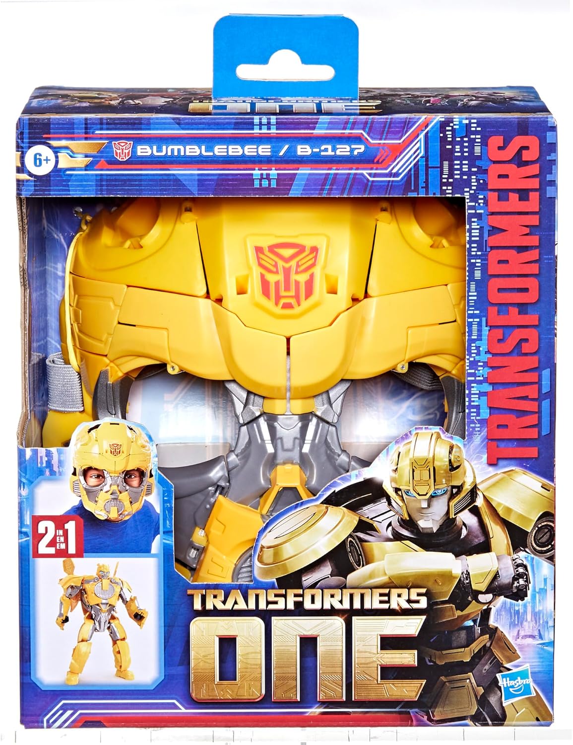Hasbro Transformers One 2 in 1 Bumblebee B-127 9.8 Inch Robot Action Figure, Converts to Mask, Interactive Toys ฮาสโบร ทรานสฟอเมอร์ส หน้ากาก แปลงเป็นหุ่นยนต์ บัมเบิ้ลบี ลิขสิทธิ์แท้