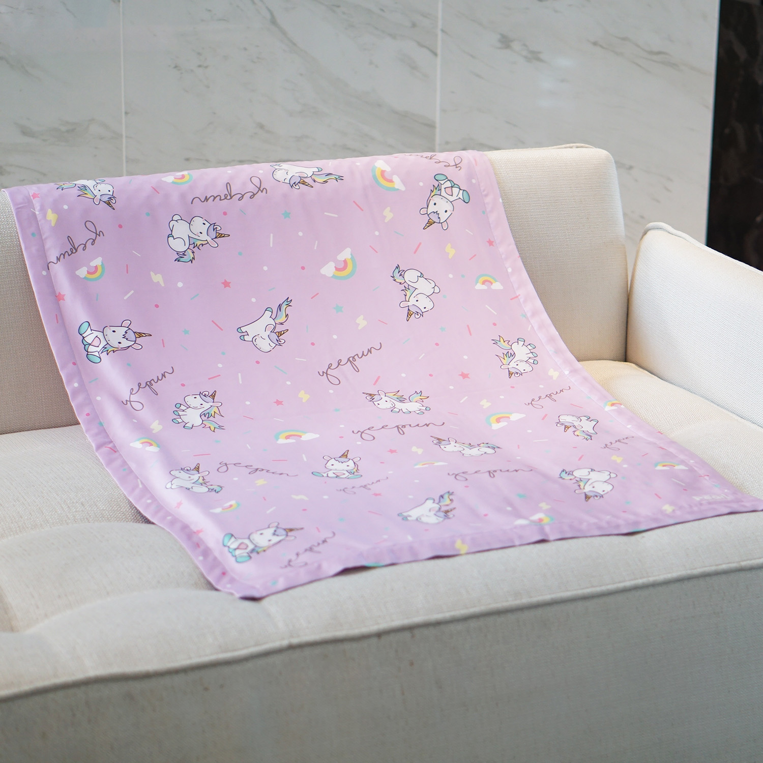 ผ้าห่ม ใส่ชื่อ ลายยูนิคอร์น - Unicorn - Lavender