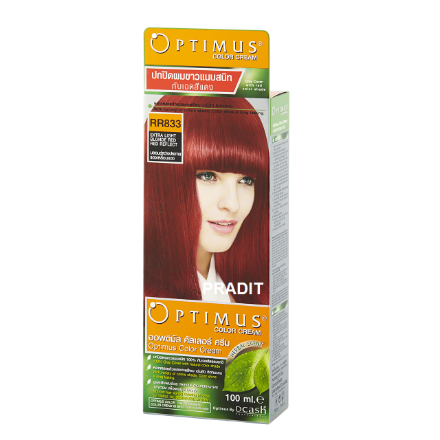 Optimus Color Cream ออพติมัส คัลเลอร์ ครีม เบอร์RR833 สีบลอนด์สว่างประกายแดงเหลือบแดง 100 มล 235 กรัม