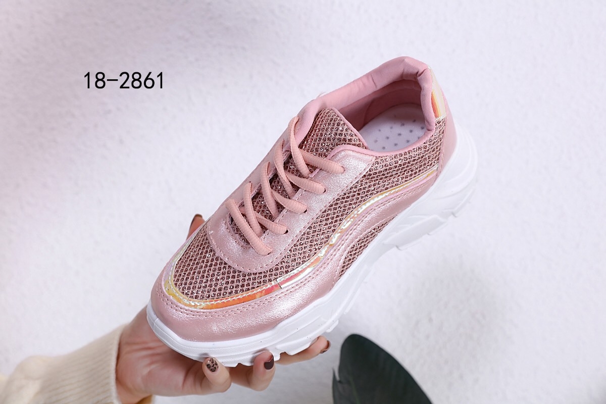 รองเท้าผ้าใบแฟชั่นทรงSportแต่งกลิตเตอร์ (สีชมพู)