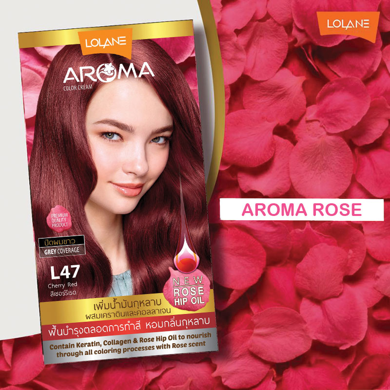 ครีมเปลี่ยนสีผม โลแลน อโรมา คัลเลอร์ ครีม Lolane Aroma L47 สีเชอรี่ เรด 145 กรัม