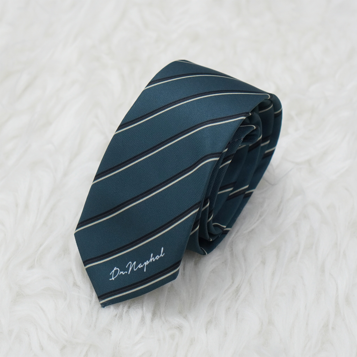 เนคไท สั่งทำใส่ชื่อ ขนาด 2.5" - 3 Stripe - Green