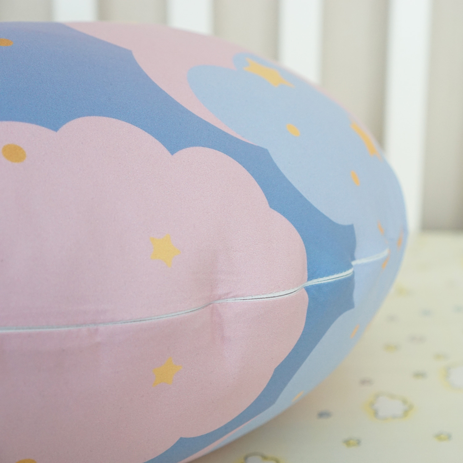 หมอนรองให้นม สั่งทำใส่ชื่อ ลาย Moon - Blue Pink