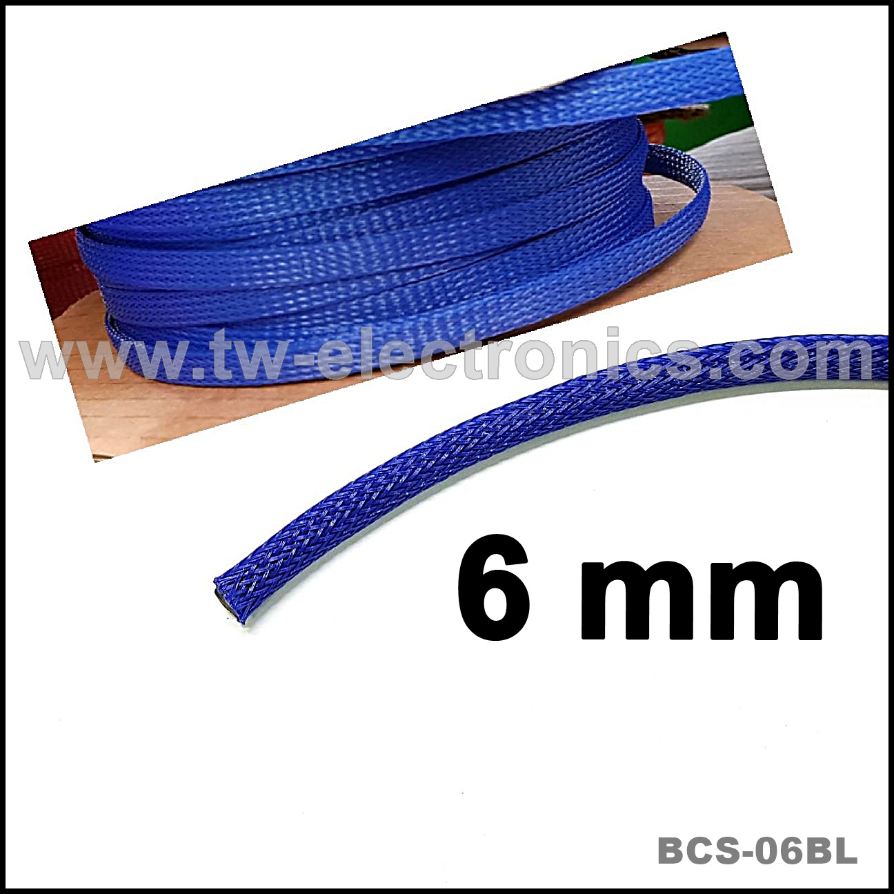 สายถัก 6 mm (สีน้ำเงิน) / BCS-06BL