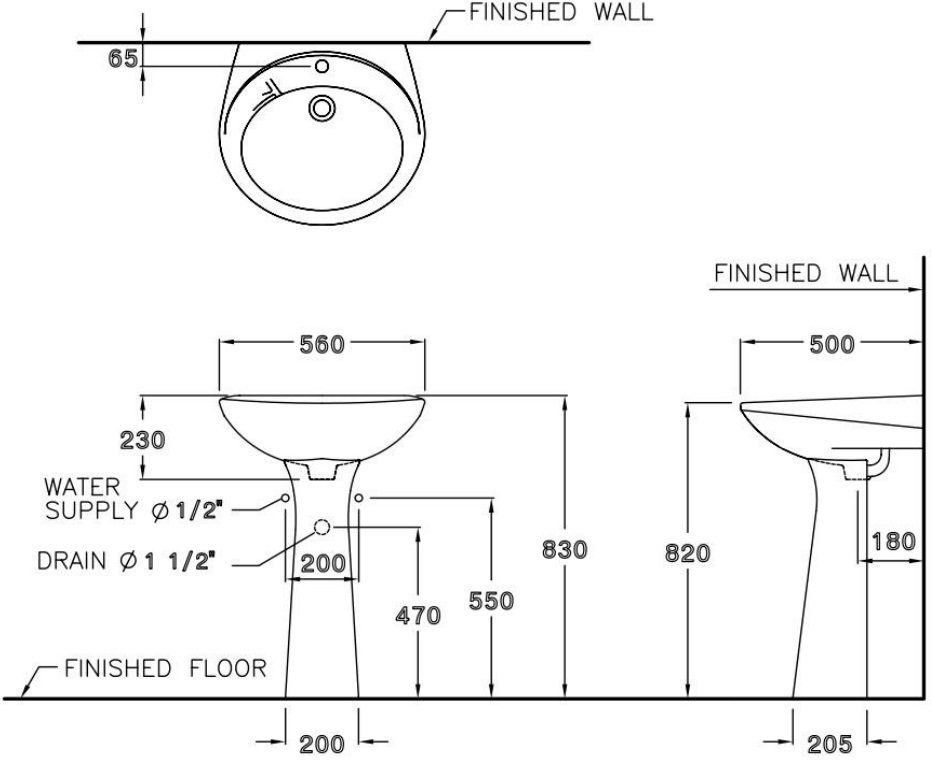 Cotto C412 ขาว ขาตั้งอ่างเคน22